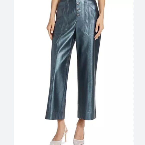 Cinq à Sept Benji Wide Leg Culotte Festive Shimmery Metallic Pants Size 16 - Picture 2 of 4